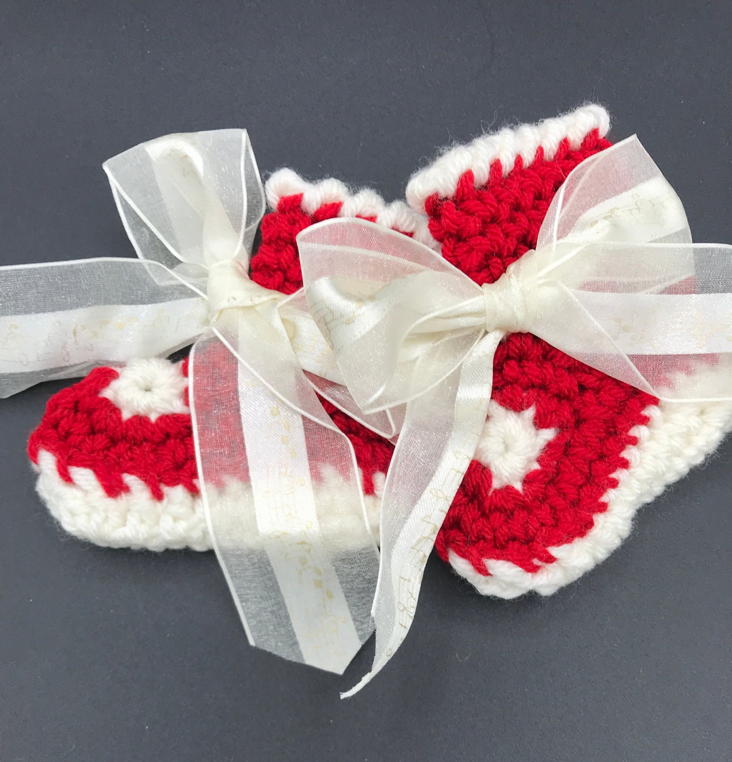 Heirloom Baby booties - Red & White