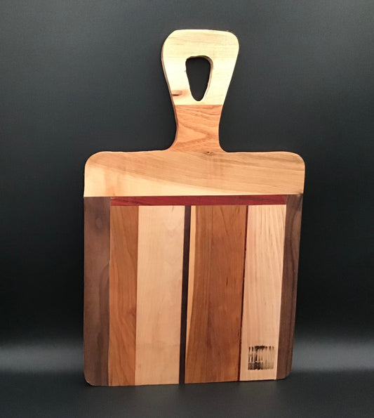 Handled Charcuterie/Cutting Board with Multi-Woods