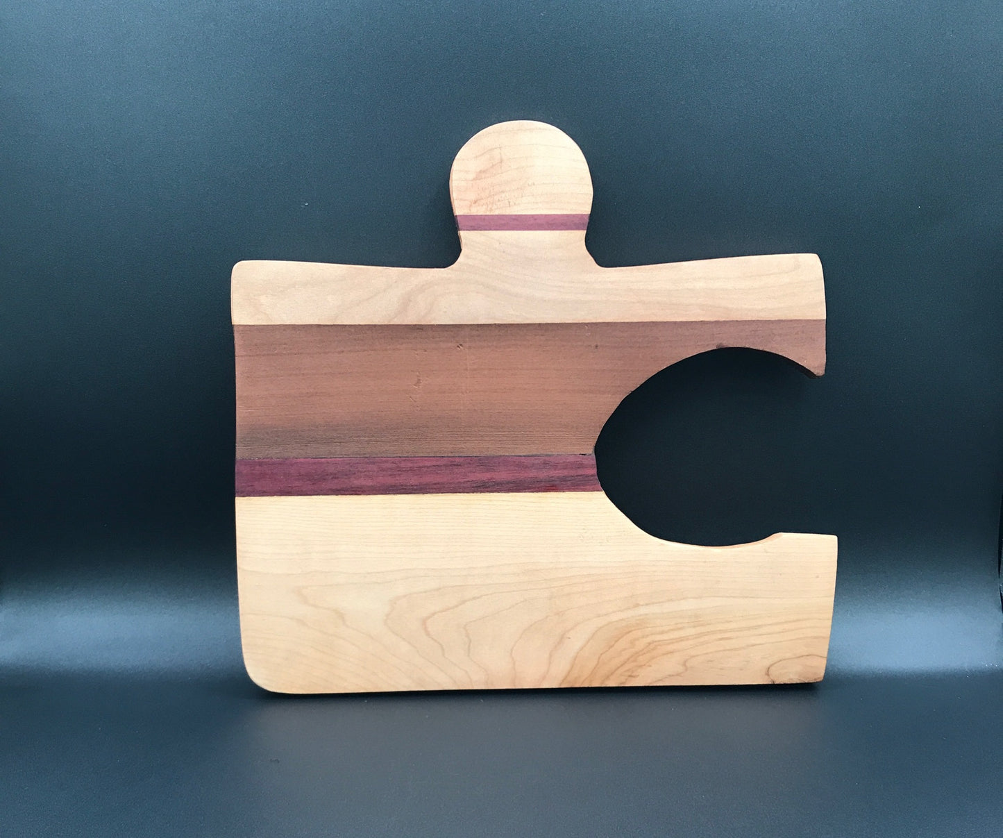 Puzzle Piece Board with Maple, Purpleheart, Walnut